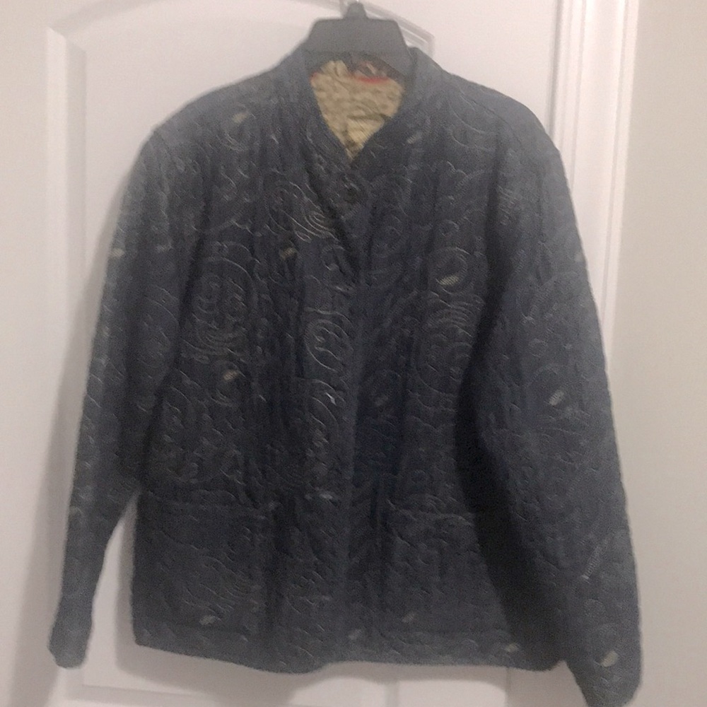 Reverse-Able Denim Embroidered Jacket Outside Gol… - image 4